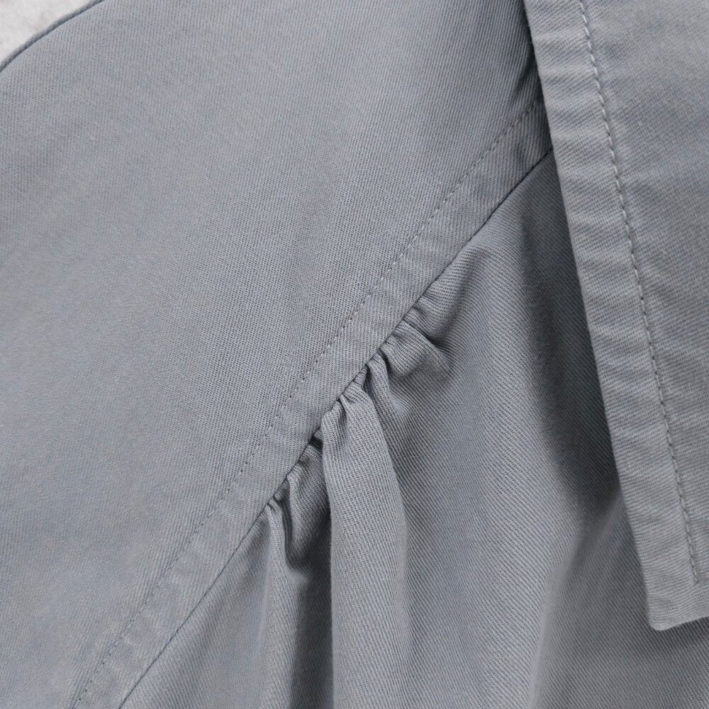 EVERLANE Gray Gathered Trench Coat Belted Size LARGE - Picture 4 of 7